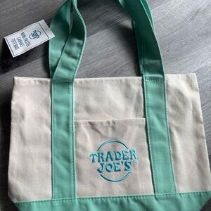 Trader Joe’s Mini Pastel Mint Green and Cream tote Bag
